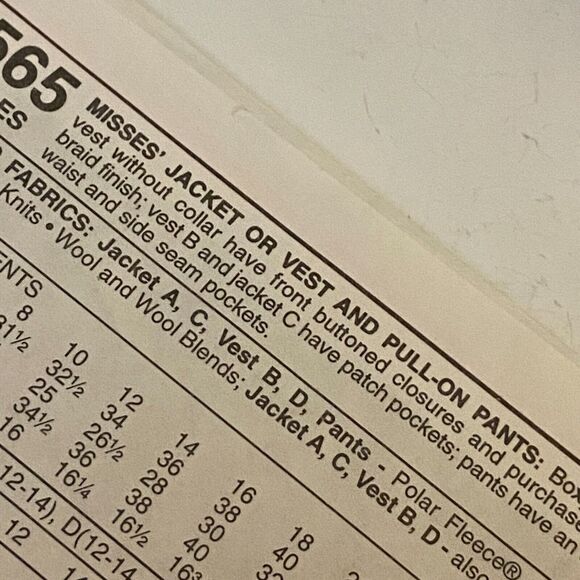 McCalls 9565 Pattern Jacket Vest Pant Miss 10 - 14 Modest Boxy Side Pocket - Picture 6 of 9